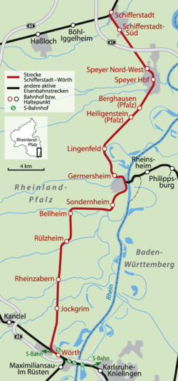 Strecke der Bahnstrecke Schifferstadt–Wörth