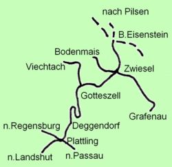 Strecke der Bahnstrecke Zwiesel–Bodenmais