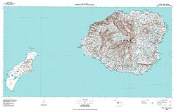 Karte von Kauai und der westlichen Nachbarinsel Niihau