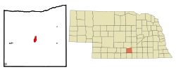 Kearney County Nebraska Incorporated and Unincorporated areas Minden Highlighted.svg