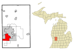 Kent County Michigan Incorporated and Unincorporated areas Wyoming Highlighted.svg