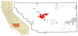 Kern County California Incorporated and Unincorporated areas Bakersfield Highlighted.svg