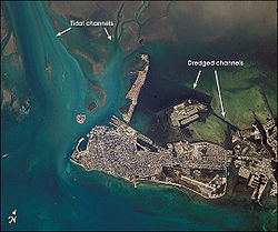 Satellitenbild der Stadt Key West, mit Stock Island im Osten