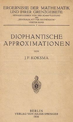 Titelblatt von Koksmas Hauptwerk