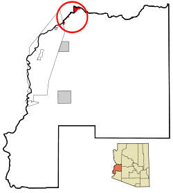 La Paz County Incorporated and Unincorporated areas Parker Strip highlighted.svg