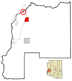 La Paz County Incorporated and Unincorporated areas Parker highlighted.svg