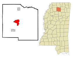 Lafayette County Mississippi Incorporated and Unincorporated areas Oxford Highlighted.svg