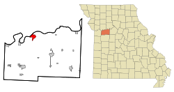 Lafayette County Missouri Incorporated and Unincorporated areas Lexington Highlighted.svg