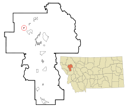 Lake County Montana Incorporated and Unincorporated areas Elmo Highlighted.svg