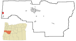 Lane County Oregon Incorporated and Unincorporated areas Florence Highlighted.svg