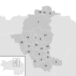 Lage der Gemeinde Bezirk Bruck an der Mur   im Bezirk Bruck an der Mur (anklickbare Karte)