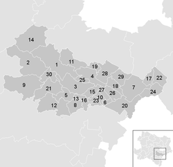 Lage der Gemeinde Bezirk Baden (Niederösterreich)   im Bezirk Baden (anklickbare Karte)