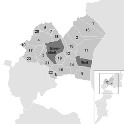 Lage der Gemeinde Bezirk Eisenstadt-Umgebung   im Bezirk Eisenstadt-Umgebung (anklickbare Karte)