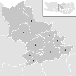 Lage der Gemeinde Bezirk Feldkirchen   im Bezirk Feldkirchen (anklickbare Karte)