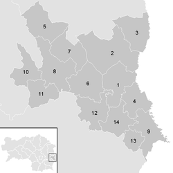 Lage der Gemeinde Bezirk Fürstenfeld   im Bezirk Fürstenfeld (anklickbare Karte)