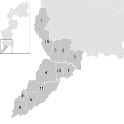 Lage der Gemeinde Bezirk Jennersdorf   im Bezirk Jennersdorf (anklickbare Karte)