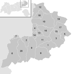 Lage der Gemeinde Bezirk Kitzbühel   im Bezirk Kitzbühel (anklickbare Karte)