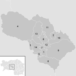 Lage der Gemeinde Bezirk Knittelfeld   im Bezirk Knittelfeld (anklickbare Karte)