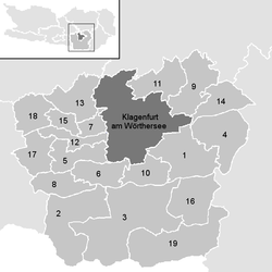 Lage der Gemeinde Bezirk Klagenfurt-Land   im Bezirk Klagenfurt-Land (anklickbare Karte)
