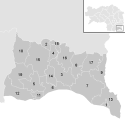 Lage der Gemeinde Bezirk Radkersburg   im Bezirk Radkersburg (anklickbare Karte)