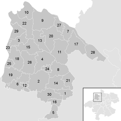 Lage der Gemeinde Bezirk Schärding   im Bezirk Schärding (anklickbare Karte)