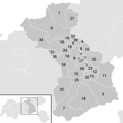 Lage der Gemeinde Bezirk Schwaz   im Bezirk Schwaz (anklickbare Karte)