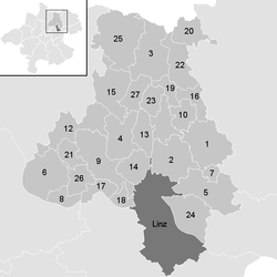 Lage der Gemeinde Bezirk Urfahr-Umgebung   im Bezirk Urfahr-Umgebung (anklickbare Karte)