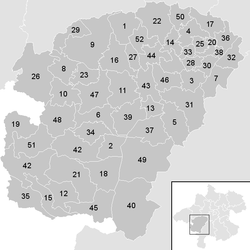 Lage der Gemeinde Bezirk Vöcklabruck   im Bezirk  Vöcklabruck (anklickbare Karte)