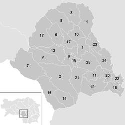 Lage der Gemeinde Bezirk Voitsberg   im Bezirk Voitsberg (anklickbare Karte)