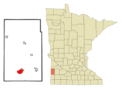Lincoln County Minnesota Incorporated and Unincorporated areas Lake Benton Highlighted.svg