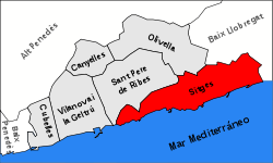 Localización de Sitges en Garraf.svg