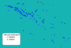 Lage der Atolle Napuka und Tepoto Nord im Tuamotu-Archipel (span.)
