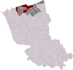 Lage von Dünkirchen im Arrondissement Dünkirchen