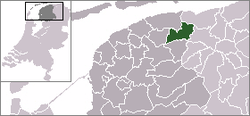 Lage der Gemeinde Kollumerland en Nieuwkruisland in den Niederlanden