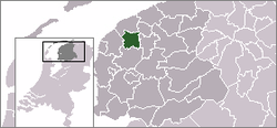 Lage der Gemeinde Menaldumadeel in den Niederlanden