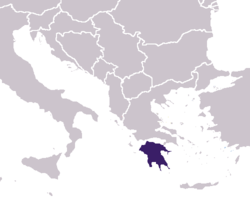 Karte von Peloponnes (Πελοπόννησος)