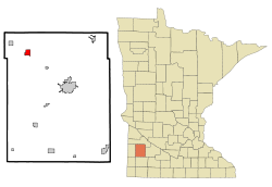 Lyon County Minnesota Incorporated and Unincorporated areas Minneota Highlighted.svg
