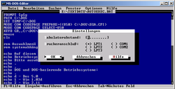 MS-DOS-Editor unter Windows XP mit einer geöffneten DOS-Startdatei