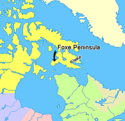 Die Foxe-Halbinsel auf einer Karte der kanadischen Nordostens