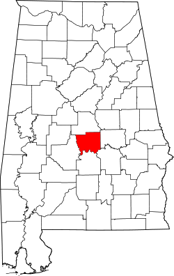 Karte von Autauga County innerhalb von Alabama