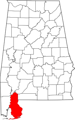 Karte von Baldwin County innerhalb von Alabama