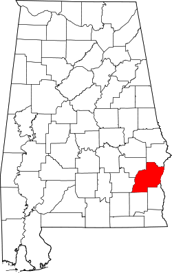 Karte von Barbour County innerhalb von Alabama