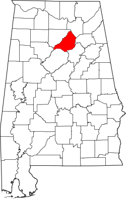 Karte von Blount County innerhalb von Alabama
