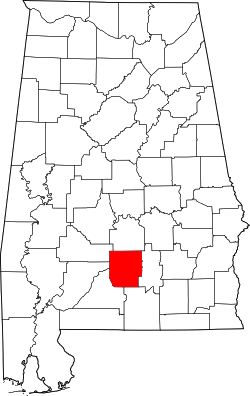 Karte von Butler County innerhalb von Alabama