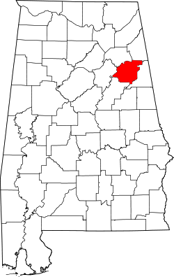 Karte von Calhoun County innerhalb von Alabama