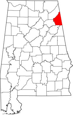 Karte von Cherokee County innerhalb von Alabama