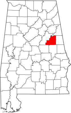 Karte von Clay County innerhalb von Alabama