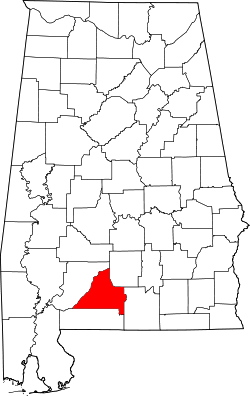 Karte von Conecuh County innerhalb von Alabama