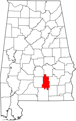 Karte von Crenshaw County innerhalb von Alabama