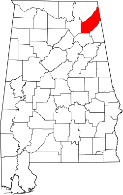 Karte von DeKalb County innerhalb von Alabama